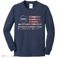 Doge Department Of Government Efficiency D.O.G.E. Us Flag Kids Long Sleeve Shirt thumb 0