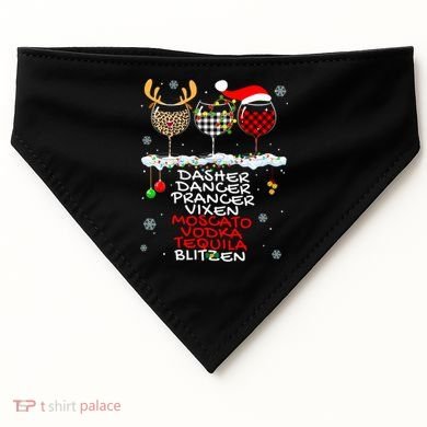 Dasher Dancer Prancer Vixen Moscato Vodka Tequila Blitzen Cool Gift USA-Made Doggie Bandana