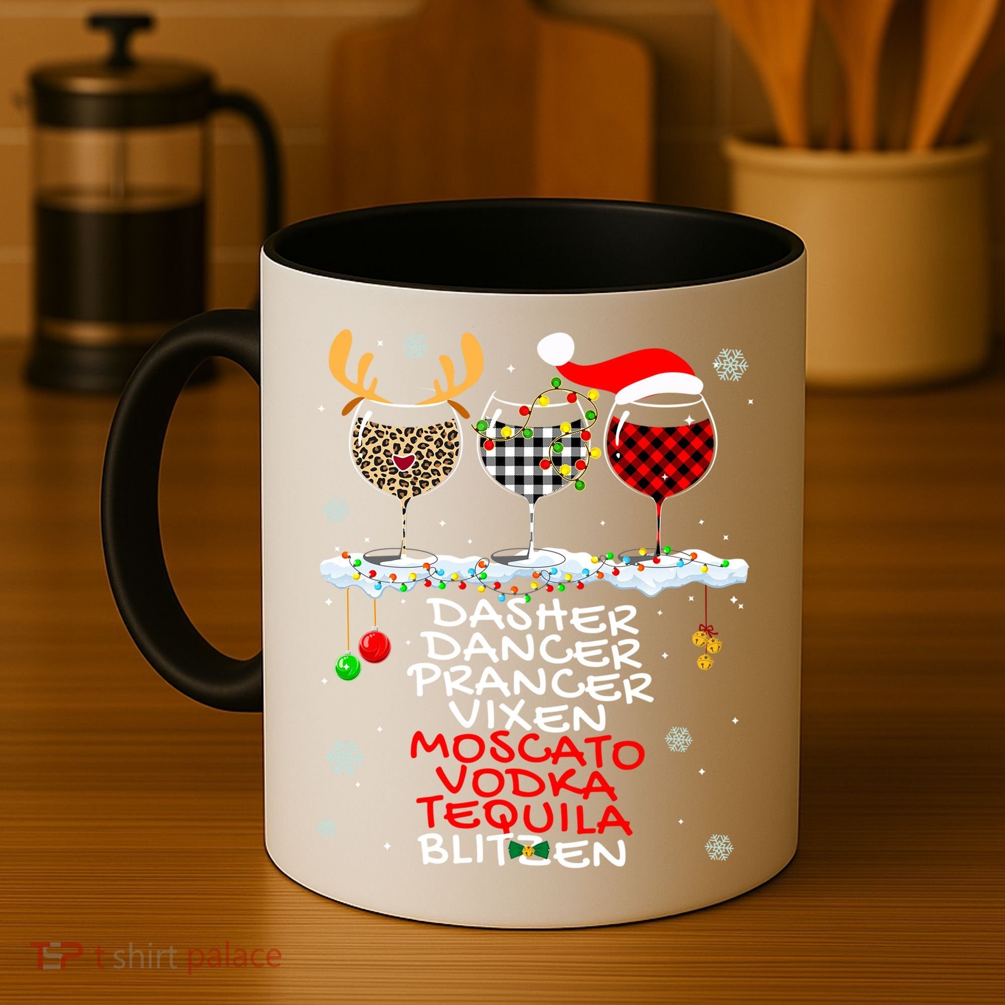 Dasher Dancer Prancer Vixen Moscato Vodka Tequila Blitzen Cool Gift Coffee Mug