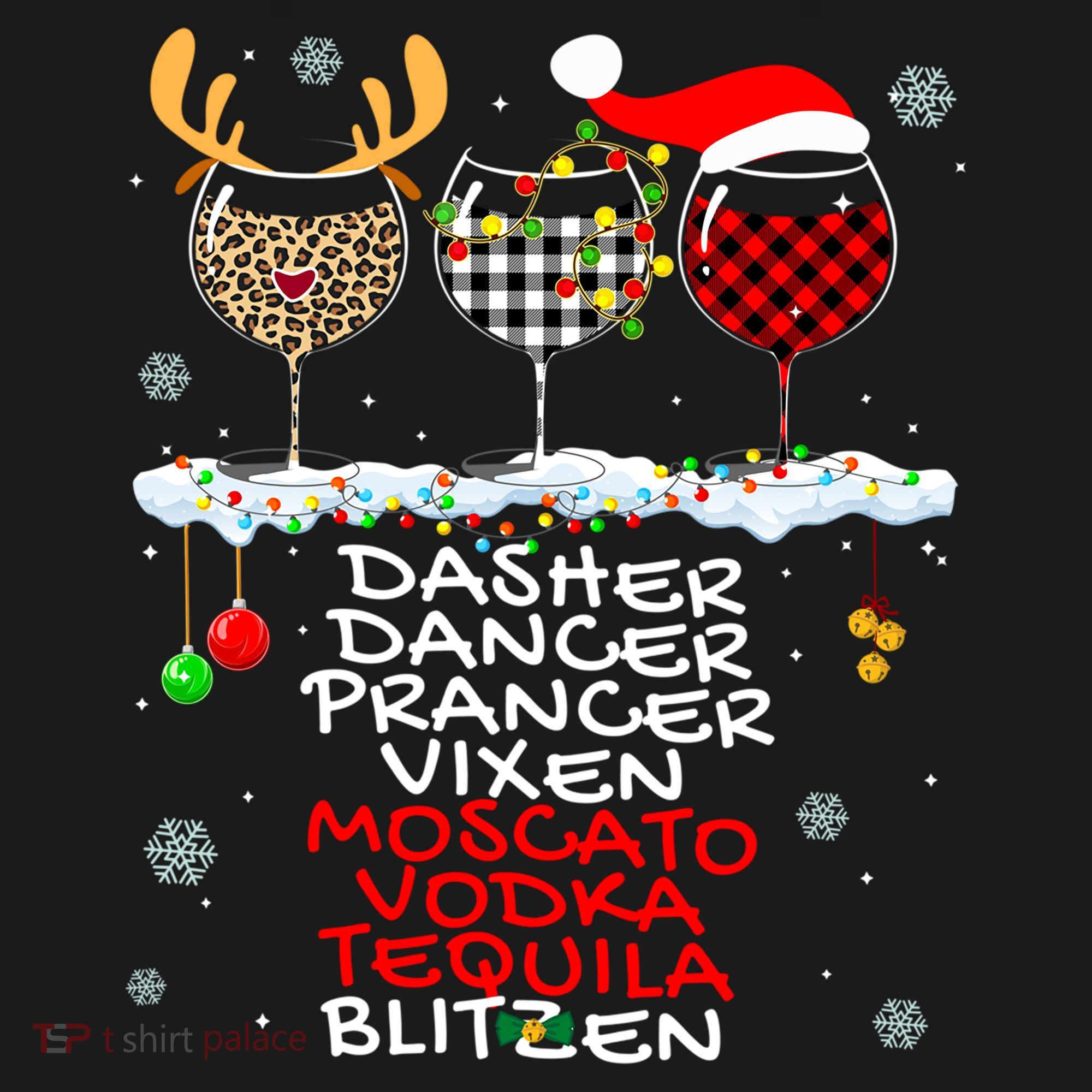 Dasher Dancer Prancer Vixen Moscato Vodka Tequila Blitzen Cool Gift Pajama Set