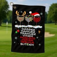 Dasher Dancer Prancer Vixen Moscato Vodka Tequila Blitzen Cool Gift Golf Towel thumb 1