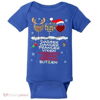 Dasher Dancer Prancer Vixen Moscato Vodka Tequila Blitzen Cool Gift Baby Bodysuit