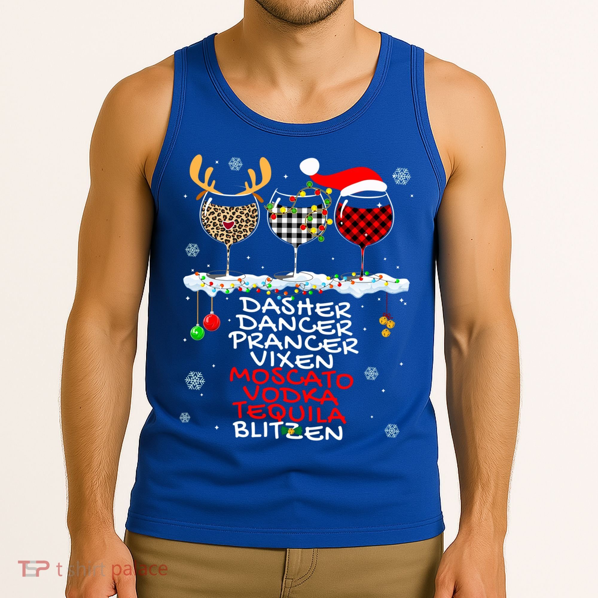 Dasher Dancer Prancer Vixen Moscato Vodka Tequila Blitzen Cool Gift Tank Top