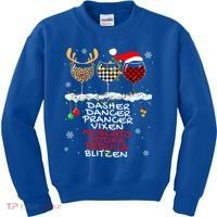 Dasher Dancer Prancer Vixen Moscato Vodka Tequila Blitzen Cool Gift Kids Sweatshirt thumb 0
