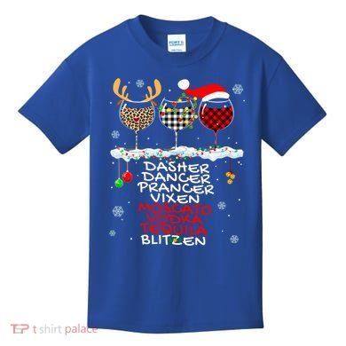 Dasher Dancer Prancer Vixen Moscato Vodka Tequila Blitzen Cool Gift Kids T-Shirt