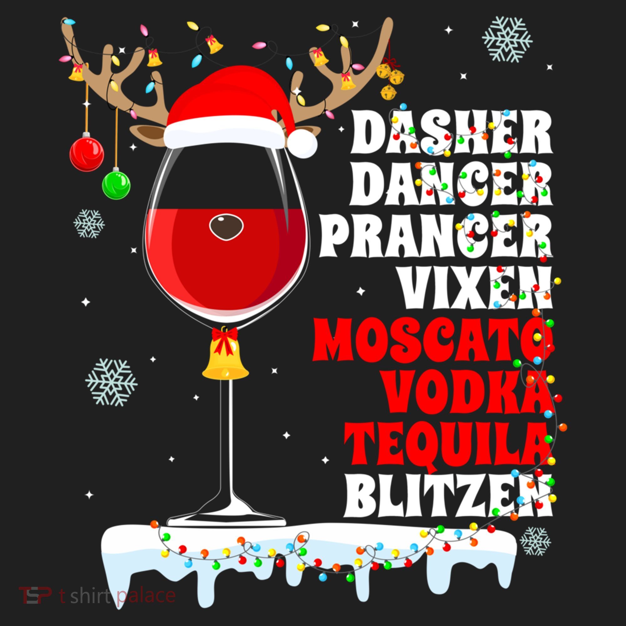 Dasher Dancer Prancer Vixen Moscato Vodka Tequila Blitzen Gift Golf Towel