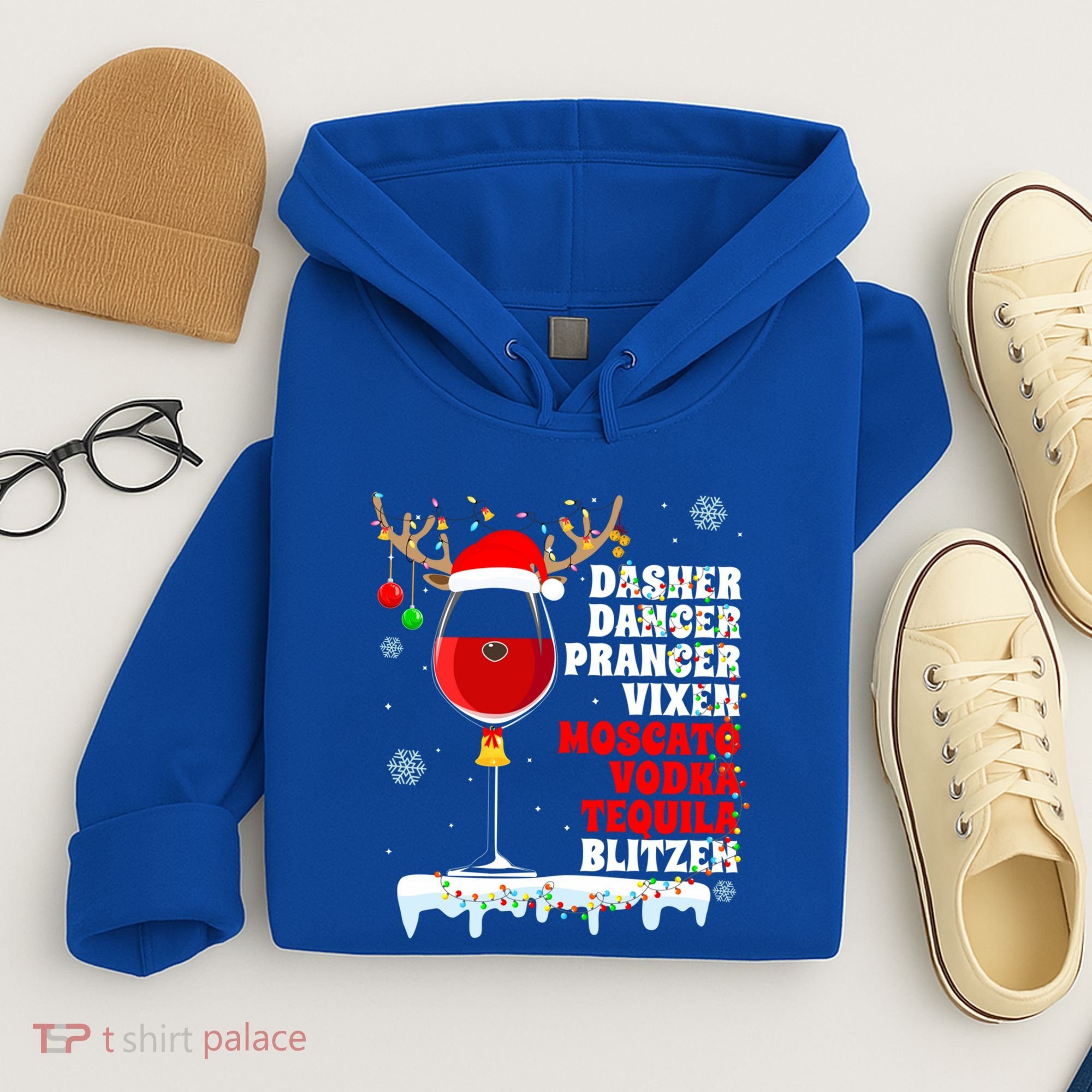 Dasher Dancer Prancer Vixen Moscato Vodka Tequila Blitzen Gift Hoodie
