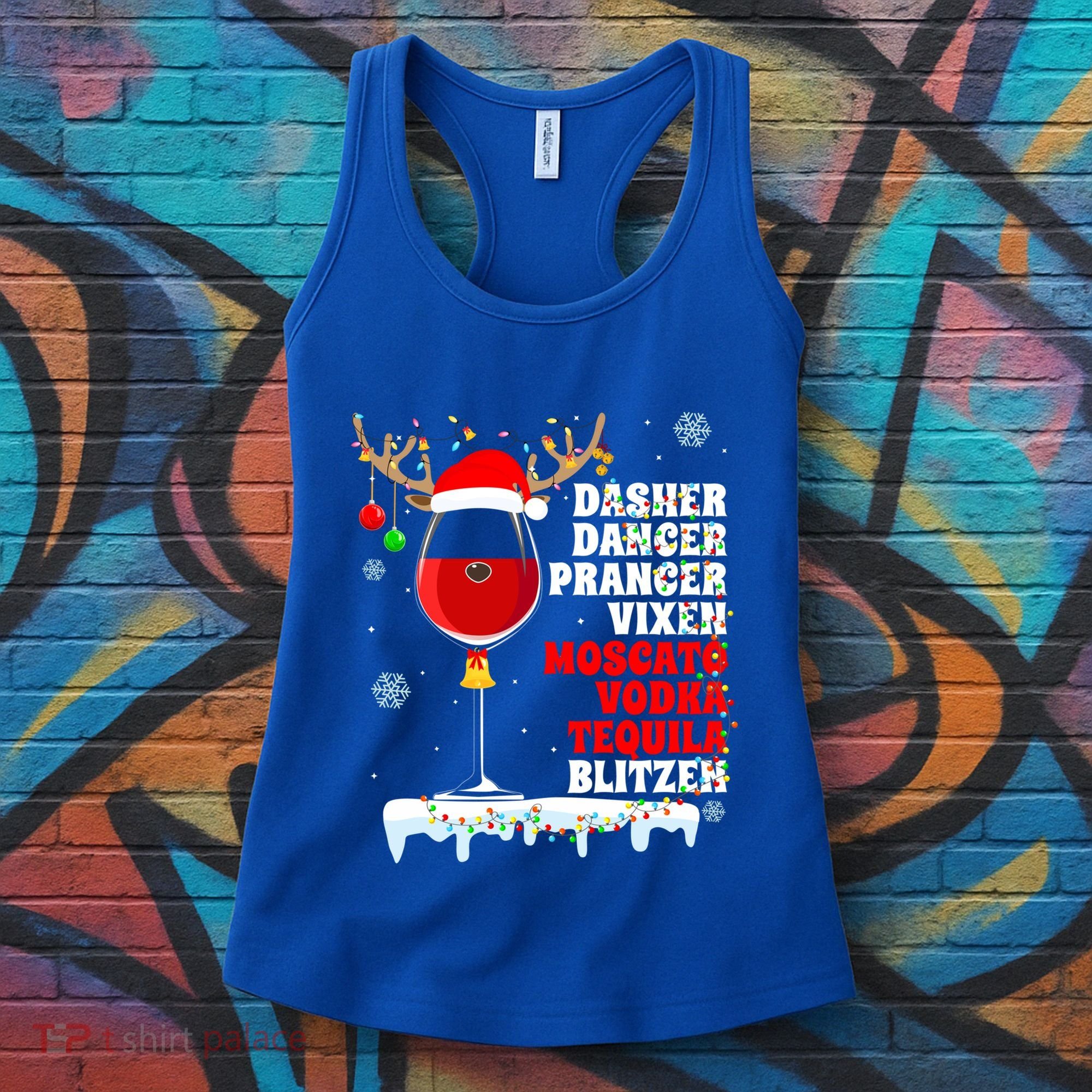 Dasher Dancer Prancer Vixen Moscato Vodka Tequila Blitzen Gift Women's Tank Top