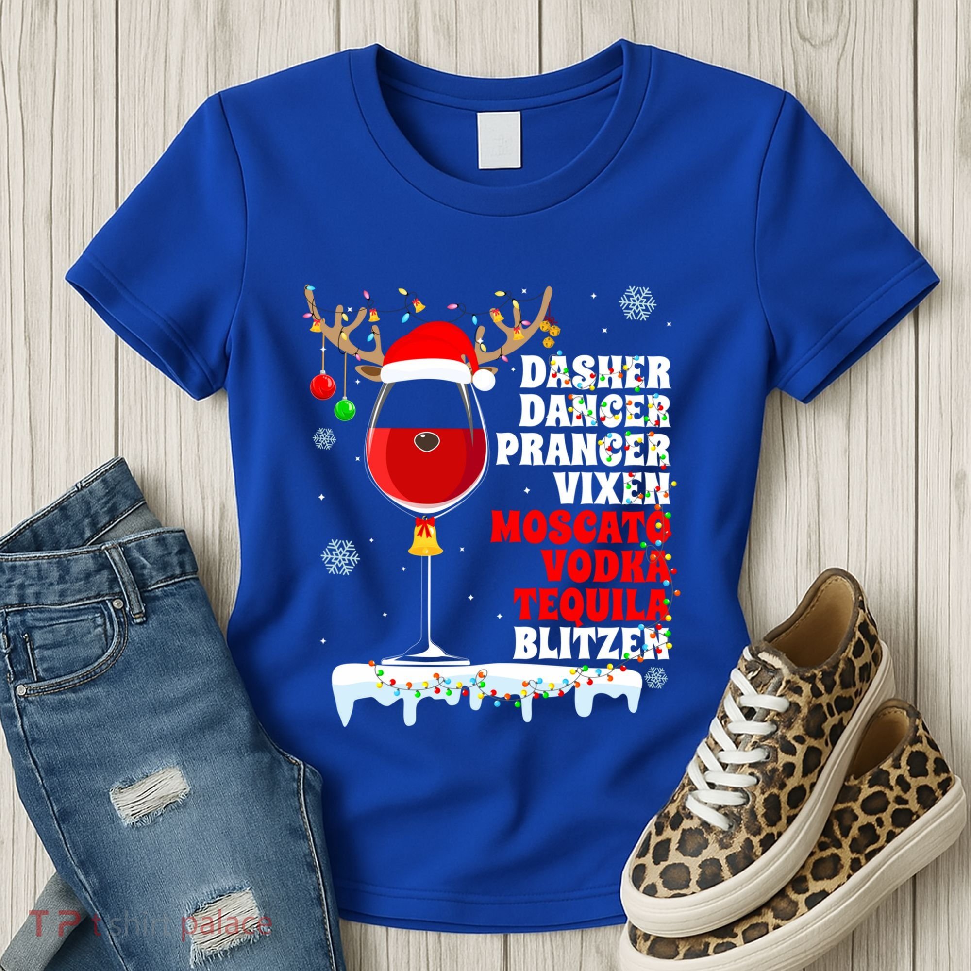 Dasher Dancer Prancer Vixen Moscato Vodka Tequila Blitzen Gift Women's T-Shirt