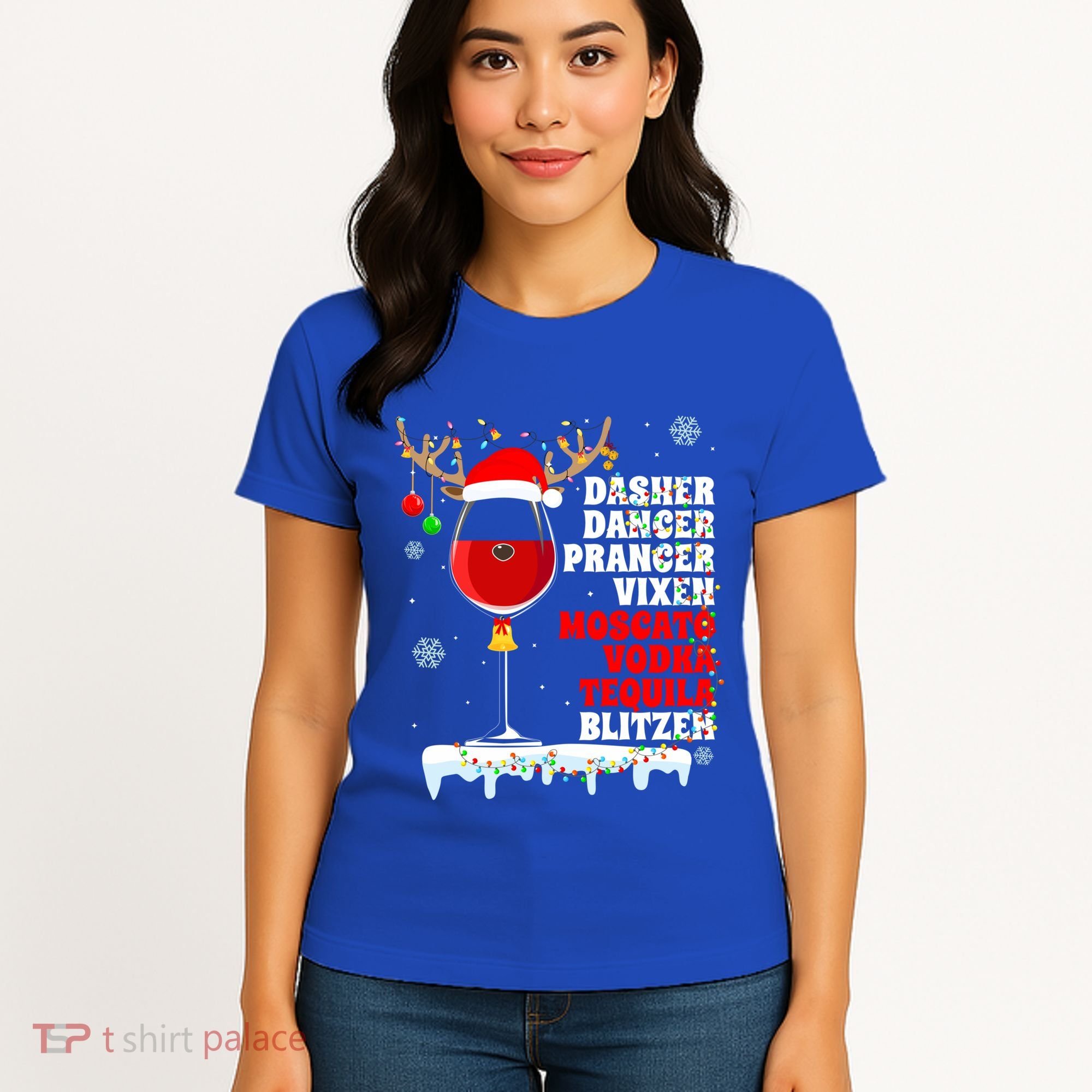 Dasher Dancer Prancer Vixen Moscato Vodka Tequila Blitzen Gift Women's T-Shirt