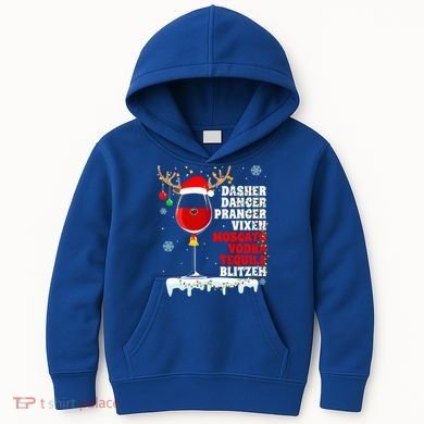 Dasher Dancer Prancer Vixen Moscato Vodka Tequila Blitzen Gift Kids Hoodie