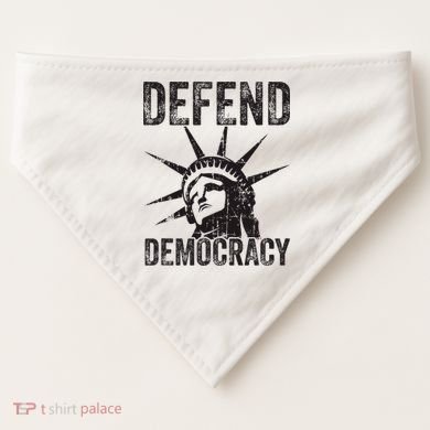 Defend Democracy Protect Voting Rights Save Vote Election USA-Made Doggie Bandana