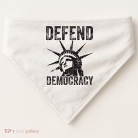 Defend Democracy Protect Voting Rights Save Vote Election USA-Made Doggie Bandana thumb 0