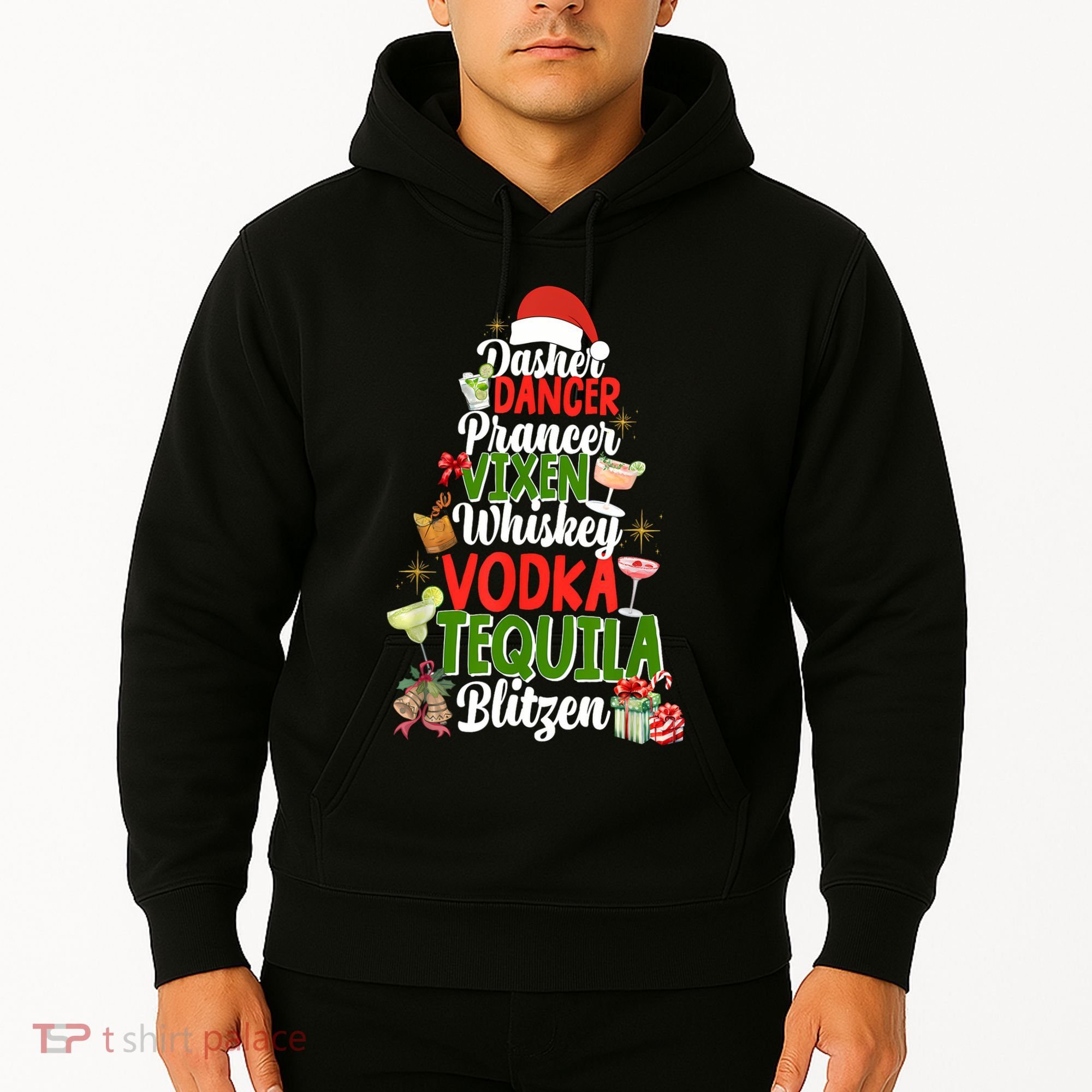 Dasher Dancer Prancer Vixen Moscato Vodka Tequila Blitzen Hoodie