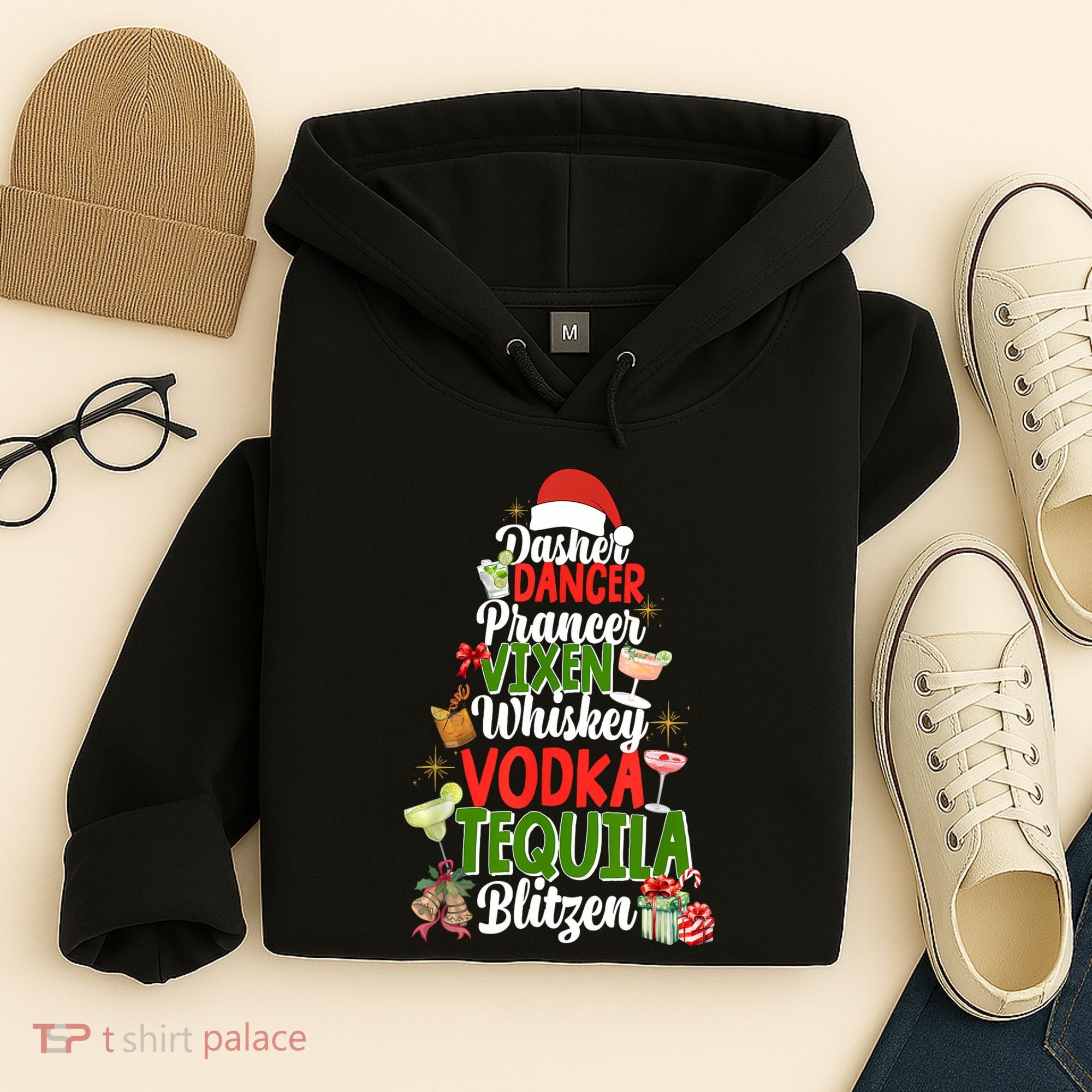 Dasher Dancer Prancer Vixen Moscato Vodka Tequila Blitzen Hoodie