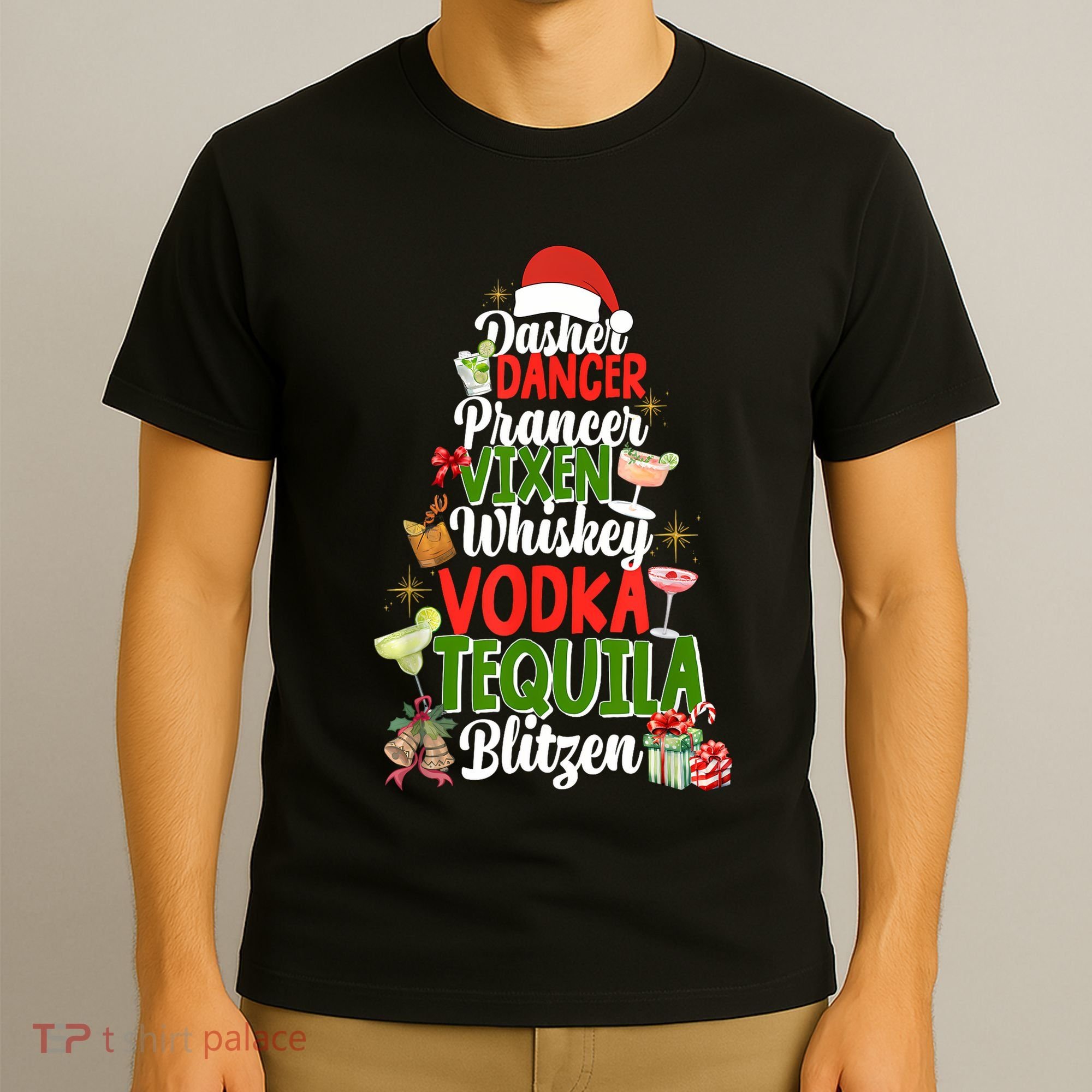 Dasher Dancer Prancer Vixen Moscato Vodka Tequila Blitzen T-Shirt