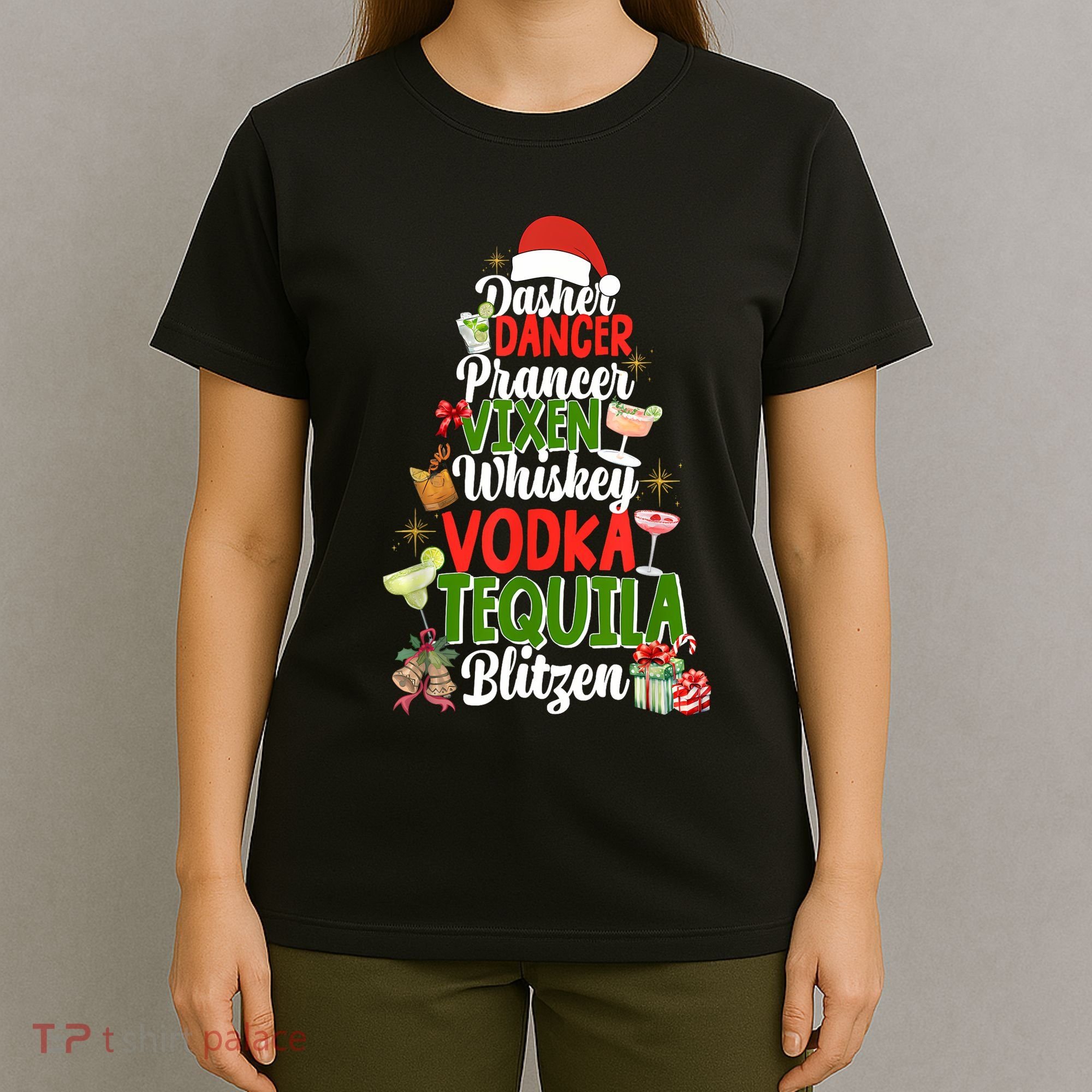 Dasher Dancer Prancer Vixen Moscato Vodka Tequila Blitzen T-Shirt