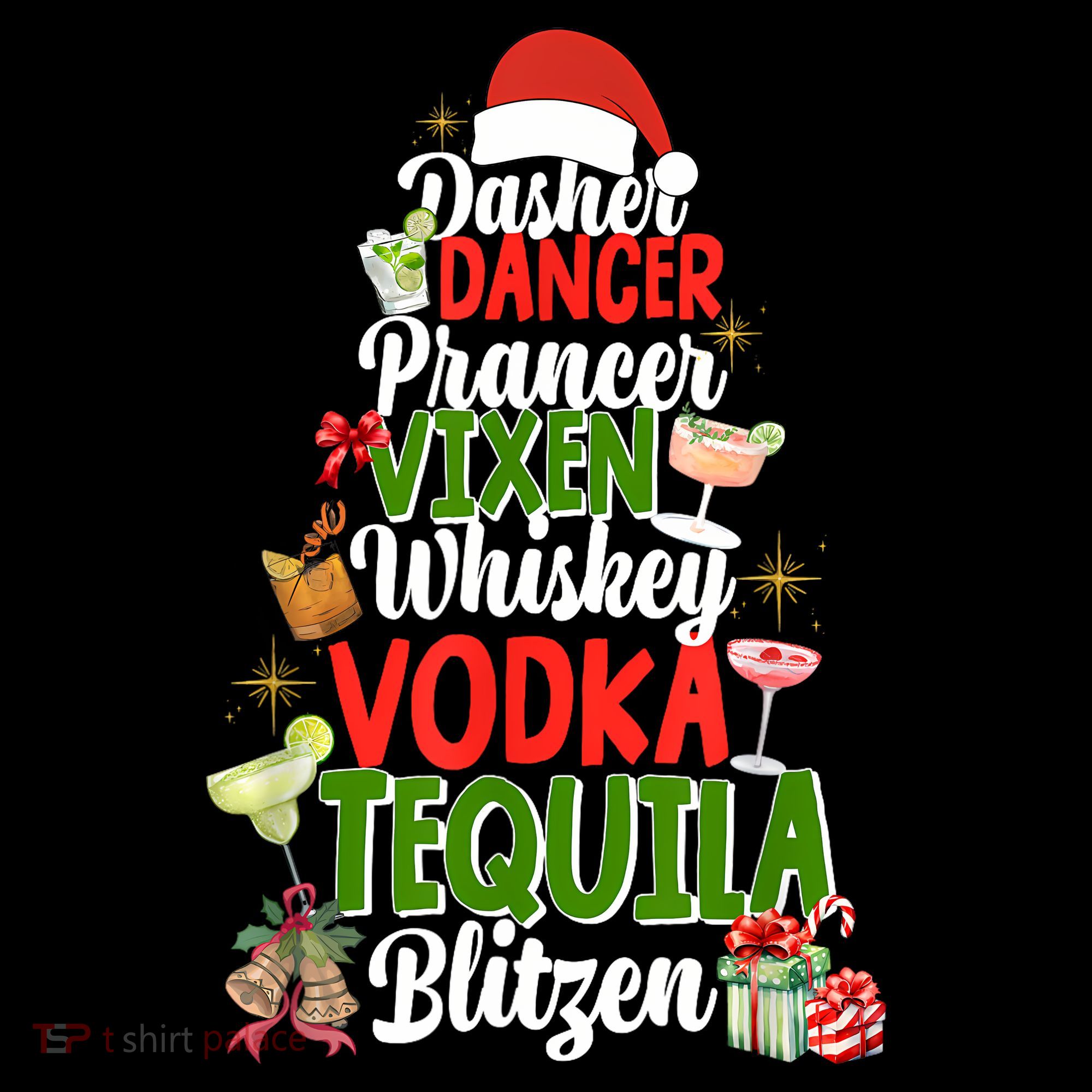 Dasher Dancer Prancer Vixen Moscato Vodka Tequila Blitzen Ornament