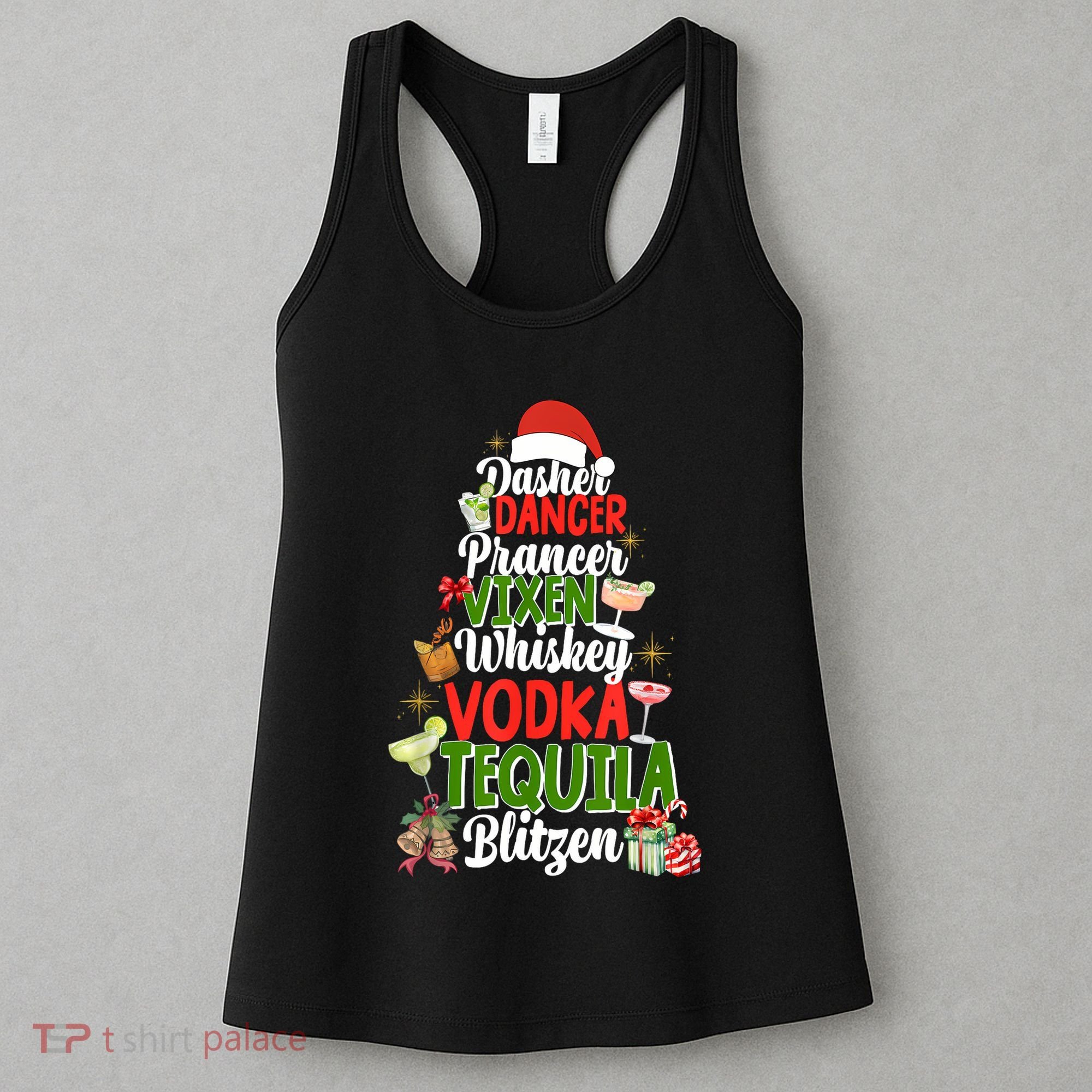 Dasher Dancer Prancer Vixen Moscato Vodka Tequila Blitzen Women's Tank Top