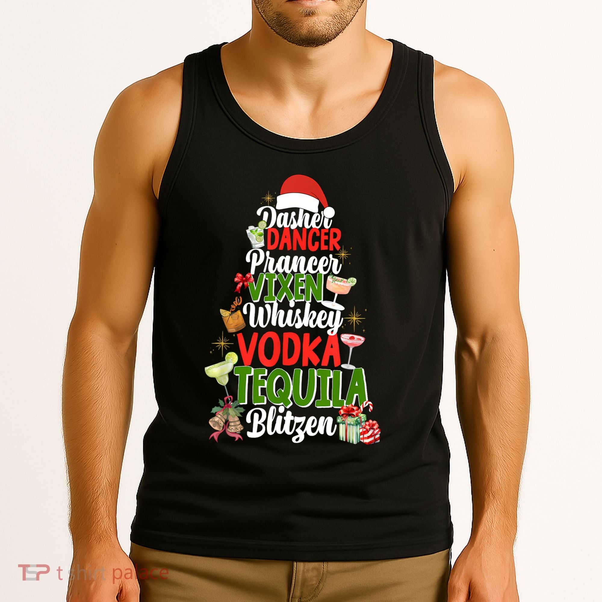 Dasher Dancer Prancer Vixen Moscato Vodka Tequila Blitzen Tank Top