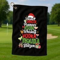 Dasher Dancer Prancer Vixen Moscato Vodka Tequila Blitzen Golf Towel thumb 1