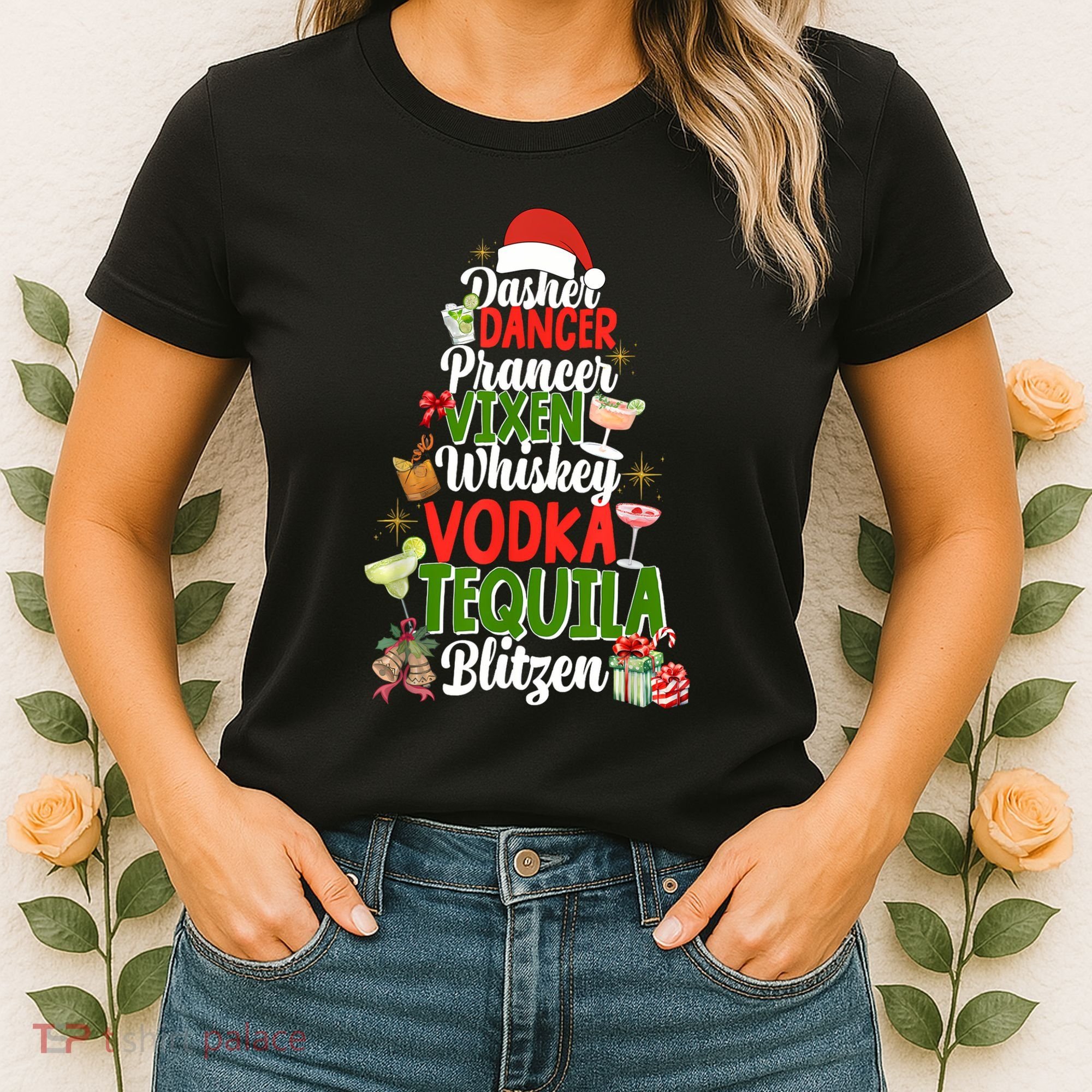 Dasher Dancer Prancer Vixen Moscato Vodka Tequila Blitzen Women's T-Shirt