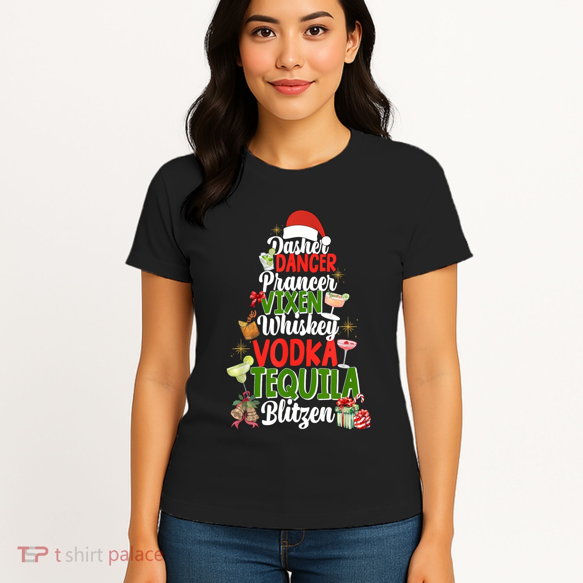 Dasher Dancer Prancer Vixen Moscato Vodka Tequila Blitzen Women's T-Shirt