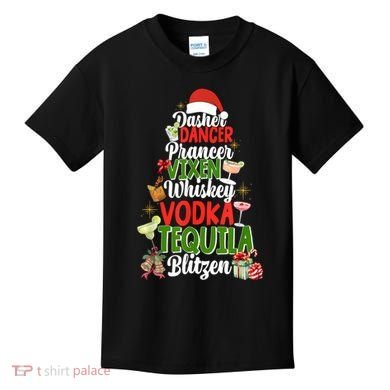Dasher Dancer Prancer Vixen Moscato Vodka Tequila Blitzen Kids T-Shirt