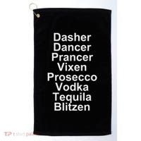 Dasher Dancer Prancer Vixen Vodka Tequila Alcohol List Funny Golf Towel thumb 0