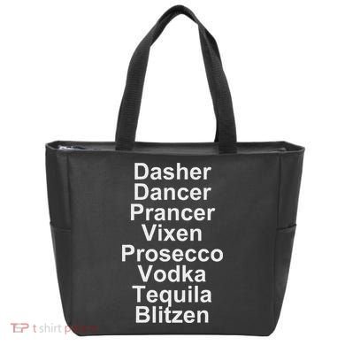 Dasher Dancer Prancer Vixen Vodka Tequila Alcohol List Funny Tote Bag