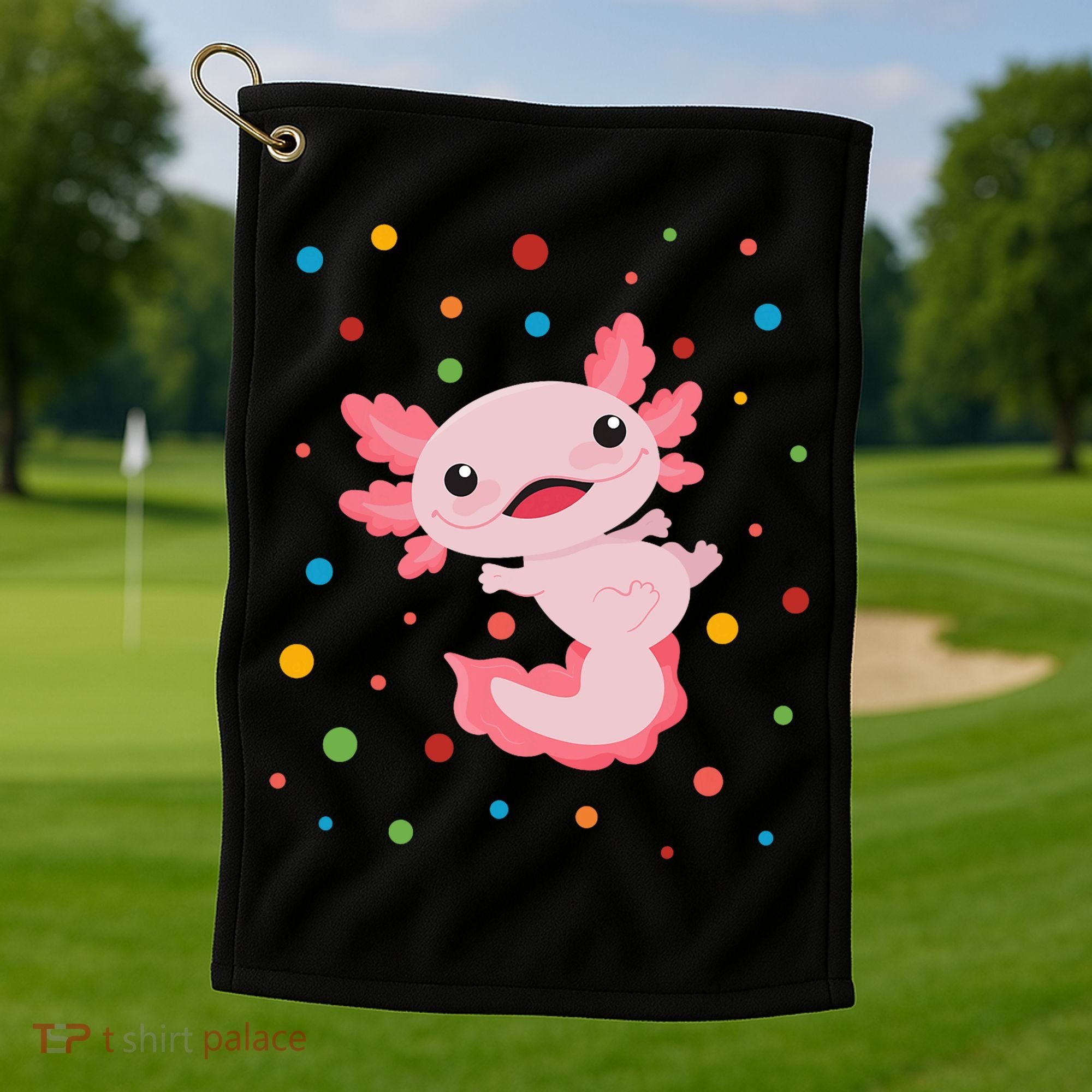 Dot Day Polka Dots Axolotl Golf Towel