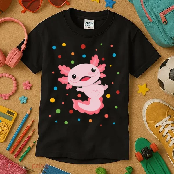 Dot Day Polka Dots Axolotl Kids T-Shirt