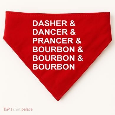 Dasher Dancer Prancer & Bourbon USA-Made Doggie Bandana