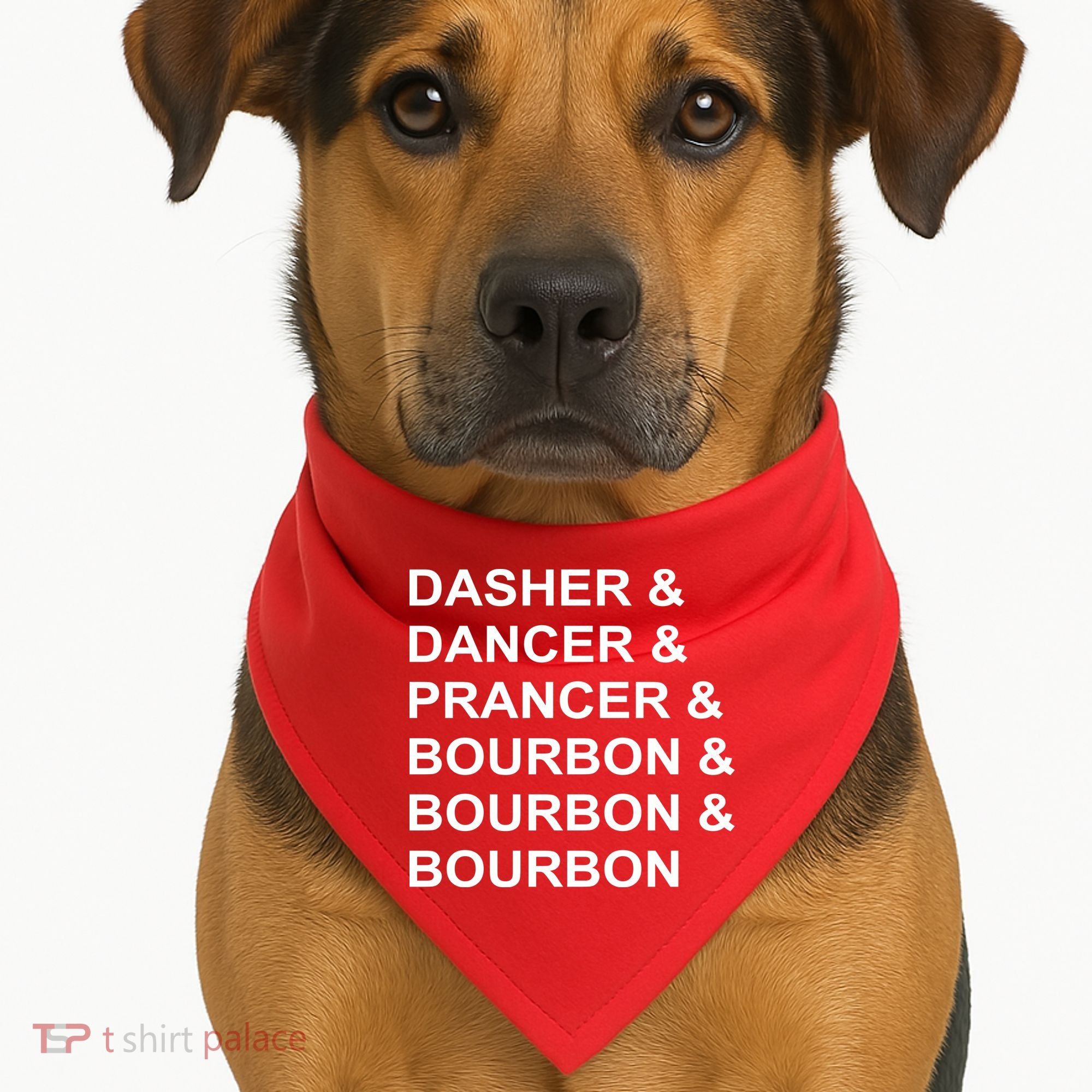 Dasher Dancer Prancer & Bourbon USA-Made Doggie Bandana