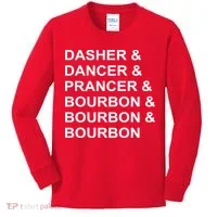 Dasher Dancer Prancer & Bourbon Kids Long Sleeve Shirt thumb 0