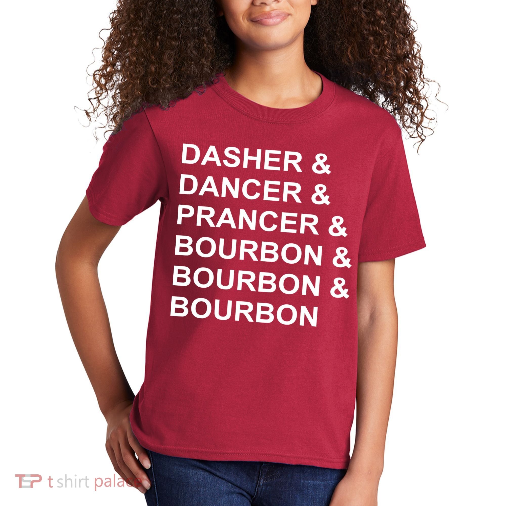 Dasher Dancer Prancer & Bourbon Kids T-Shirt
