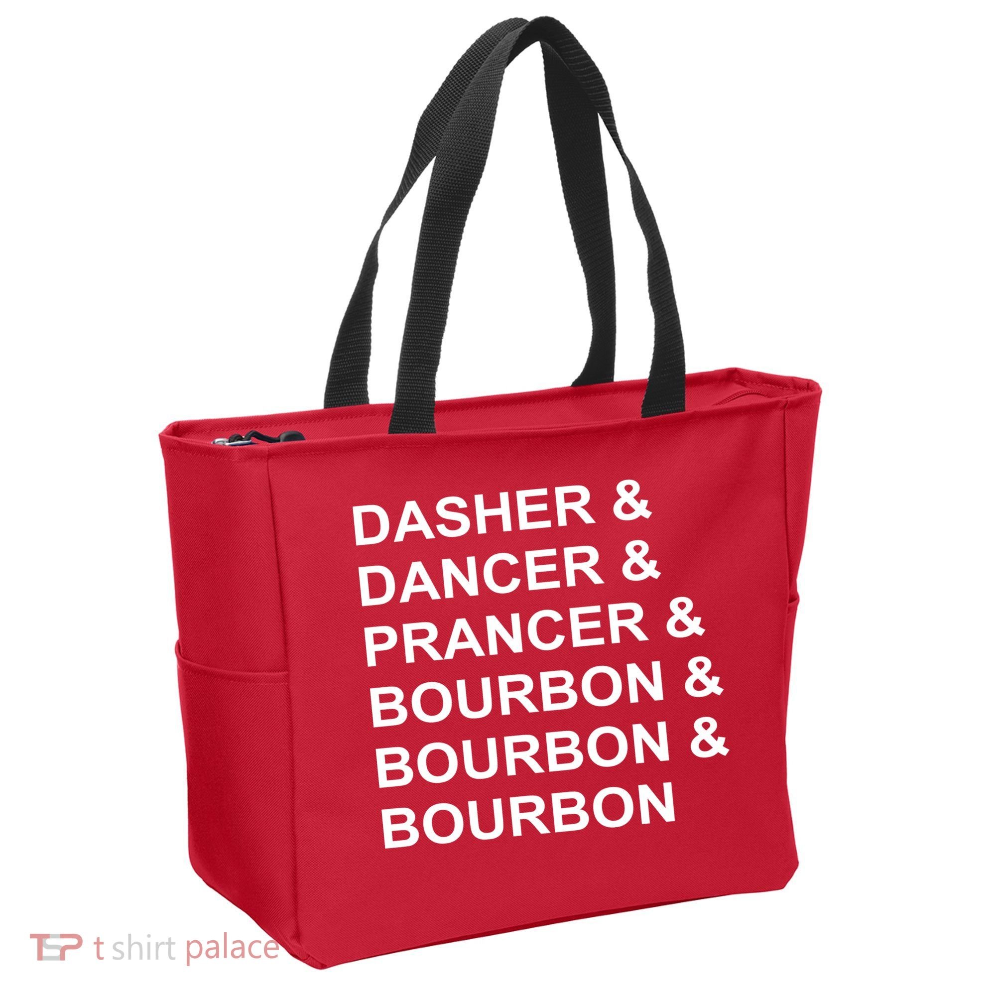 Dasher Dancer Prancer & Bourbon Tote Bag