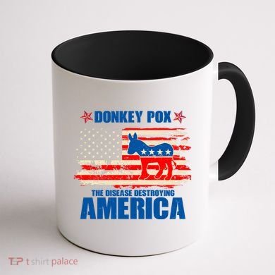 Distressed Donkey Pox The Disease Destroying America Coffee Mug back