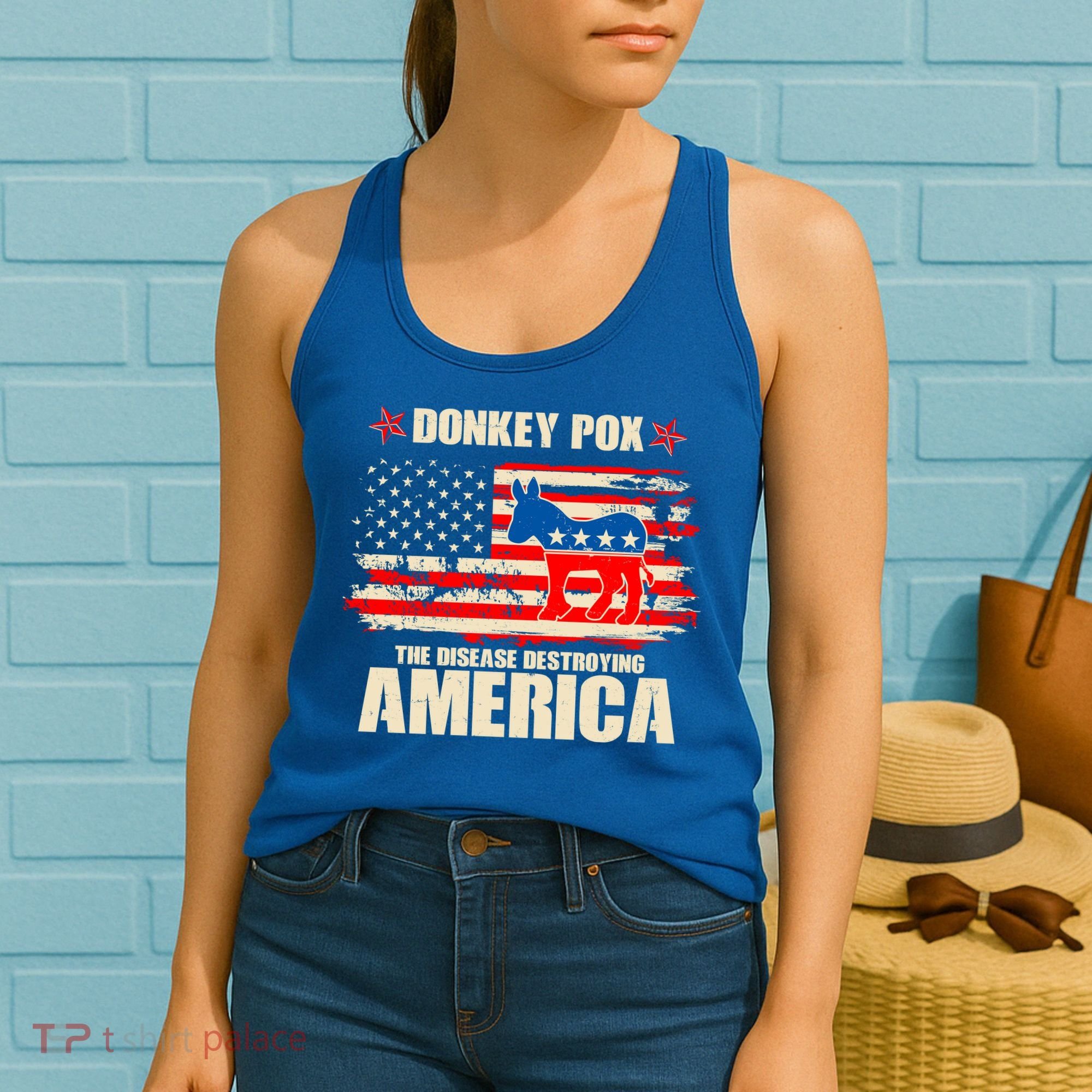Distressed Donkey Pox The Disease Destroying America Women's Tank Top
