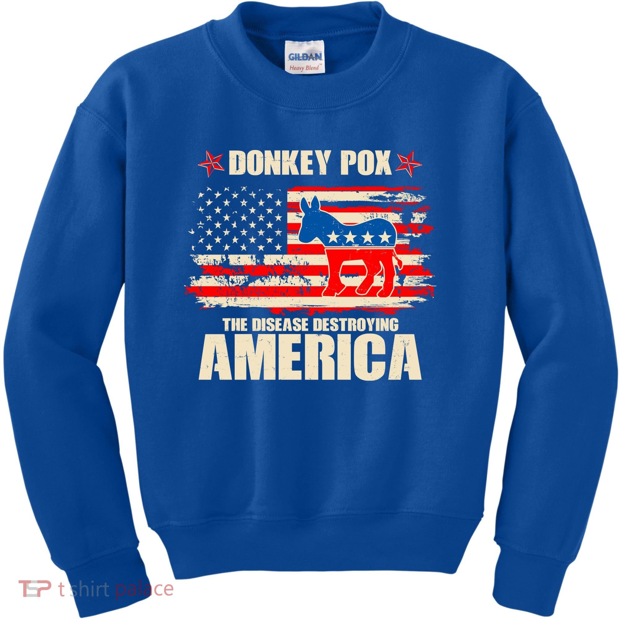 Distressed Donkey Pox The Disease Destroying America Kids Sweatshirt