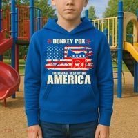 Distressed Donkey Pox The Disease Destroying America Kids Hoodie thumb 2