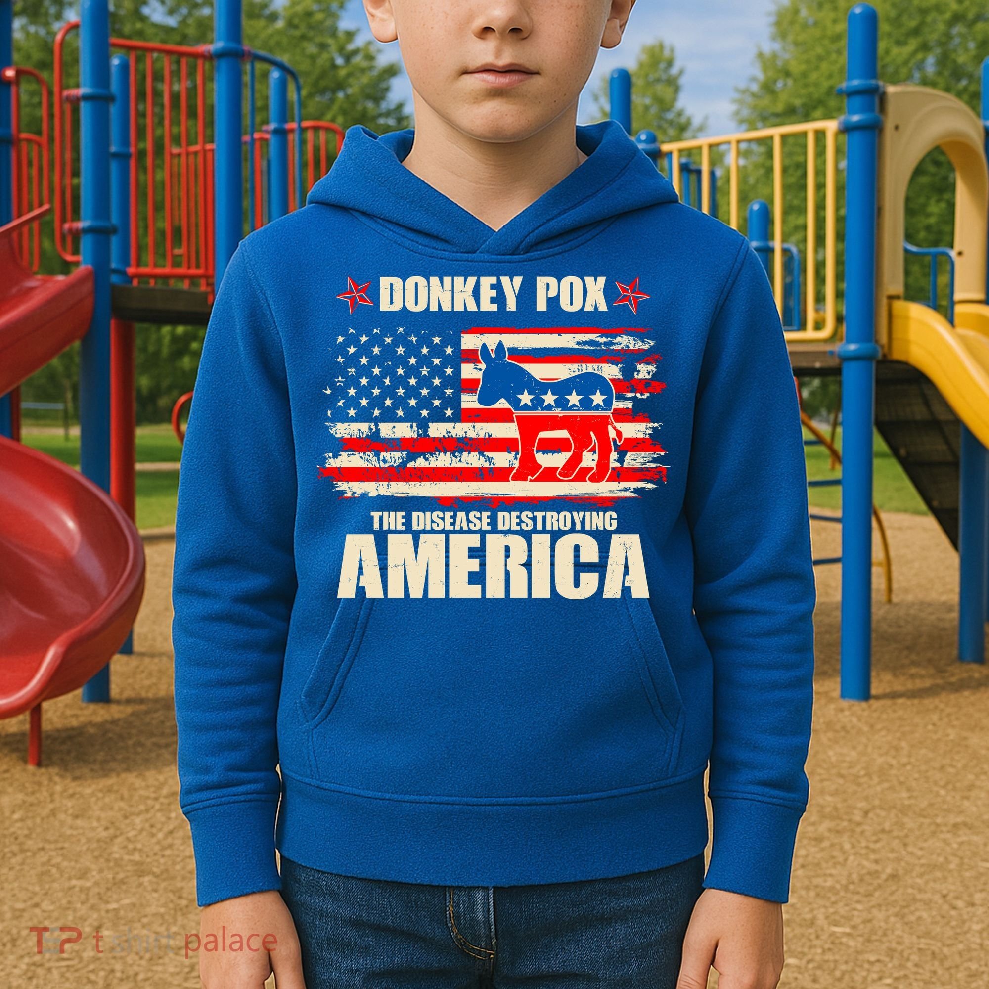 Distressed Donkey Pox The Disease Destroying America Kids Hoodie
