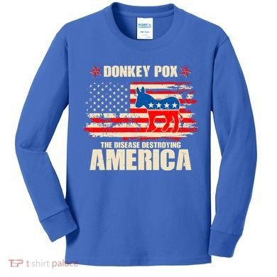 Distressed Donkey Pox The Disease Destroying America Kids Long Sleeve Shirt