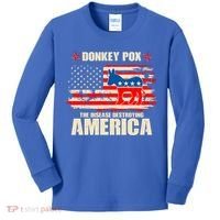 Distressed Donkey Pox The Disease Destroying America Kids Long Sleeve Shirt thumb 0