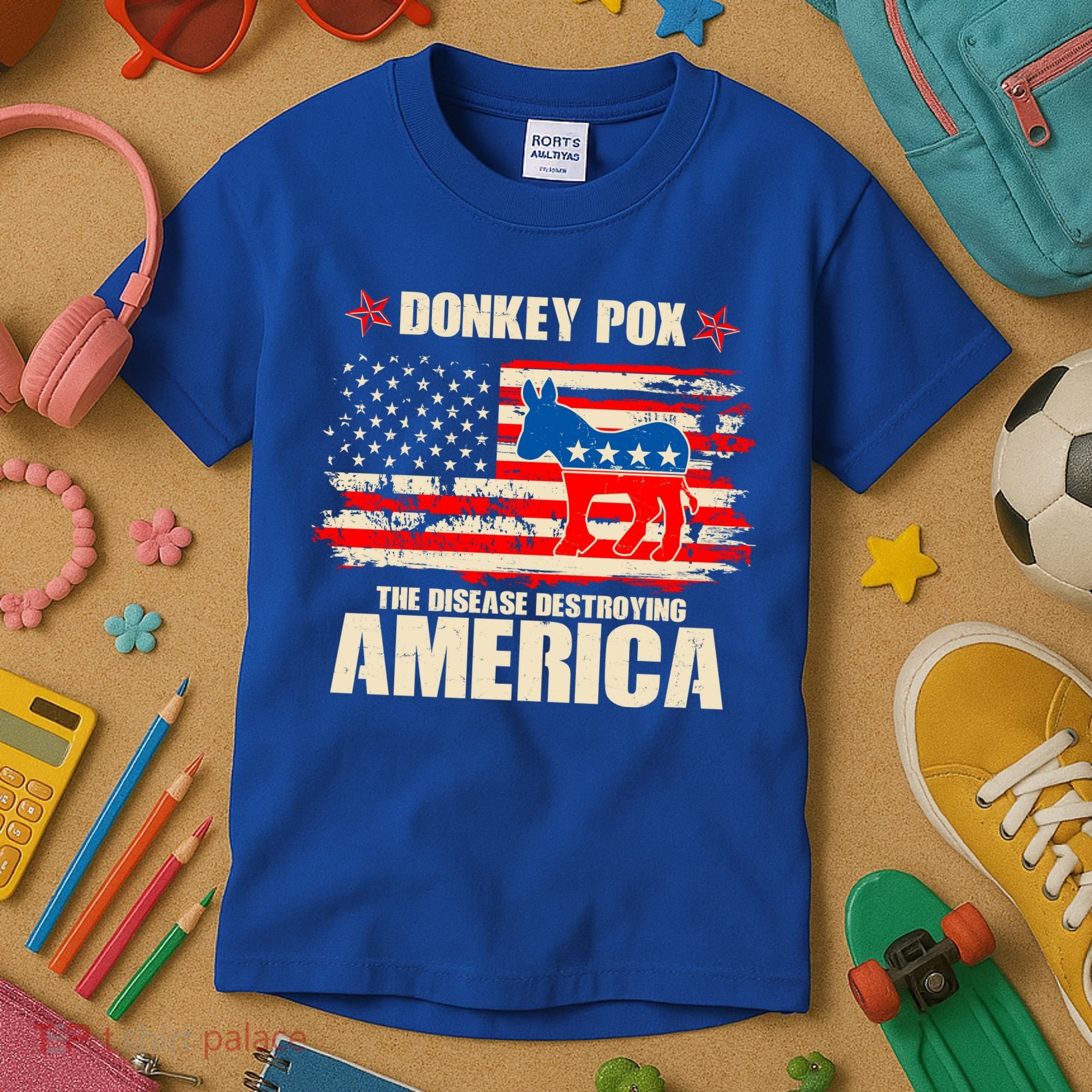 Distressed Donkey Pox The Disease Destroying America Kids T-Shirt