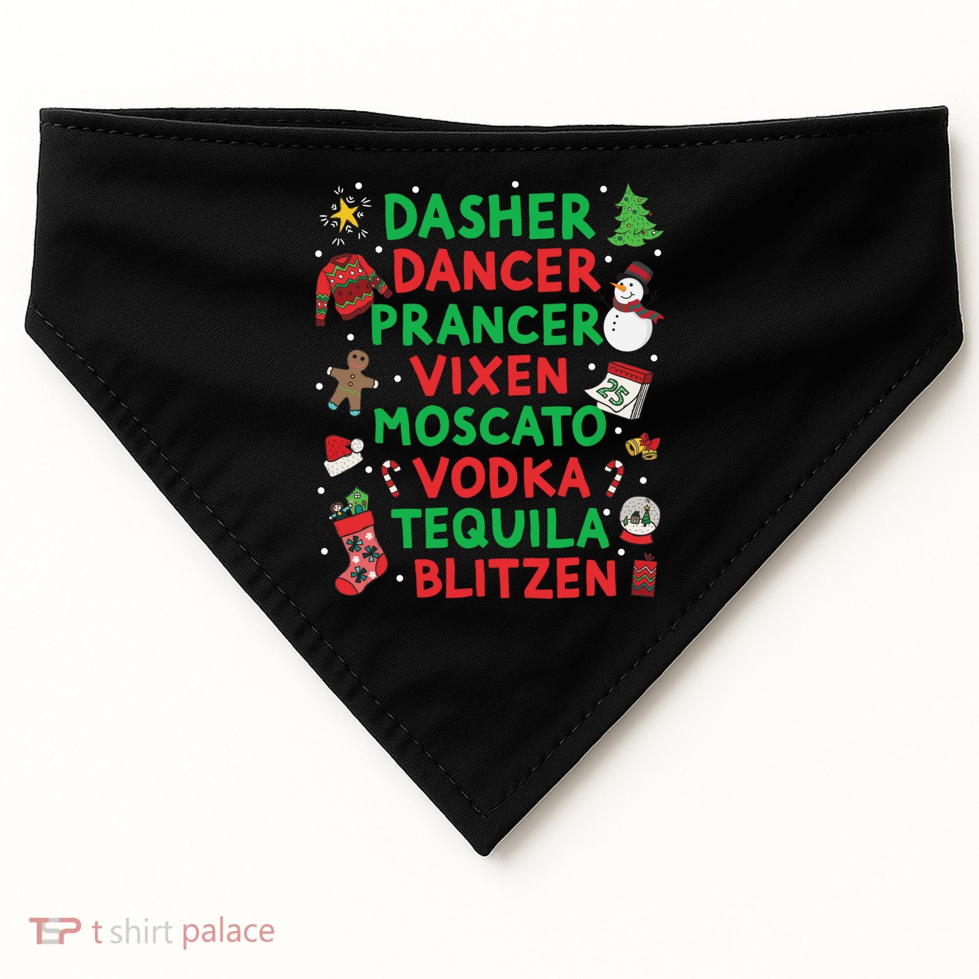 Dasher Dancer Prancer Vixen Moscato Vodka Tequila Blitzen USA-Made Doggie Bandana