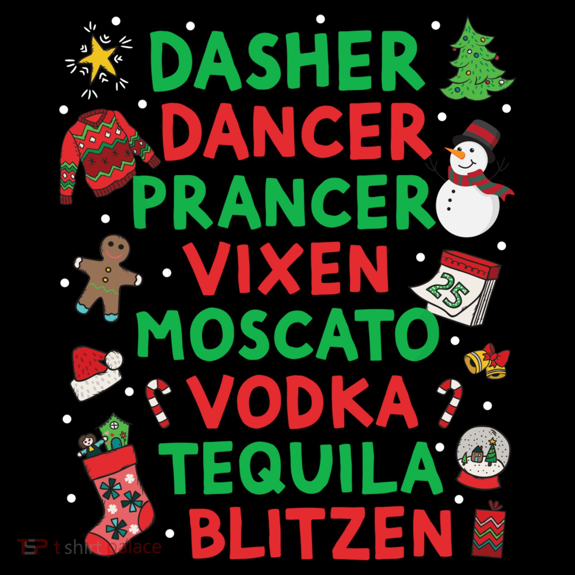 Dasher Dancer Prancer Vixen Moscato Vodka Tequila Blitzen Ornament