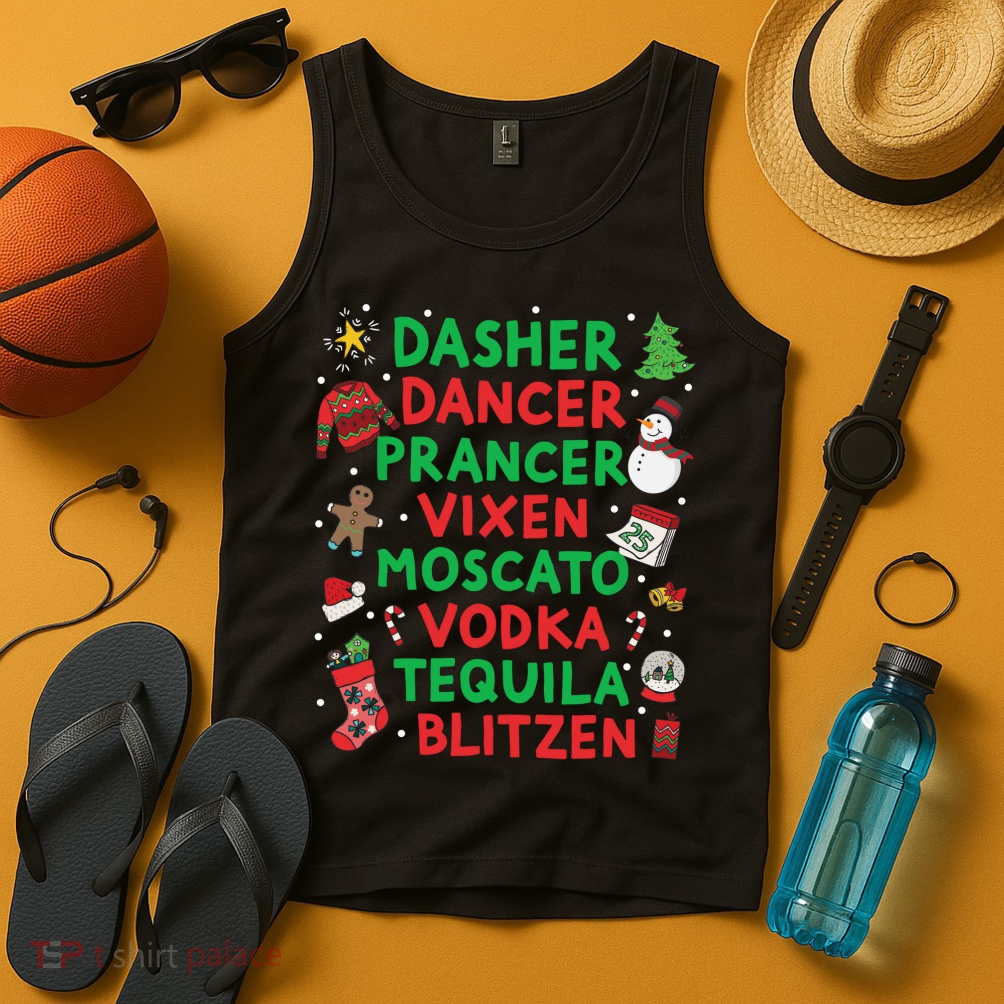 Dasher Dancer Prancer Vixen Moscato Vodka Tequila Blitzen Tank Top