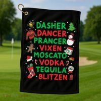 Dasher Dancer Prancer Vixen Moscato Vodka Tequila Blitzen Golf Towel thumb 1