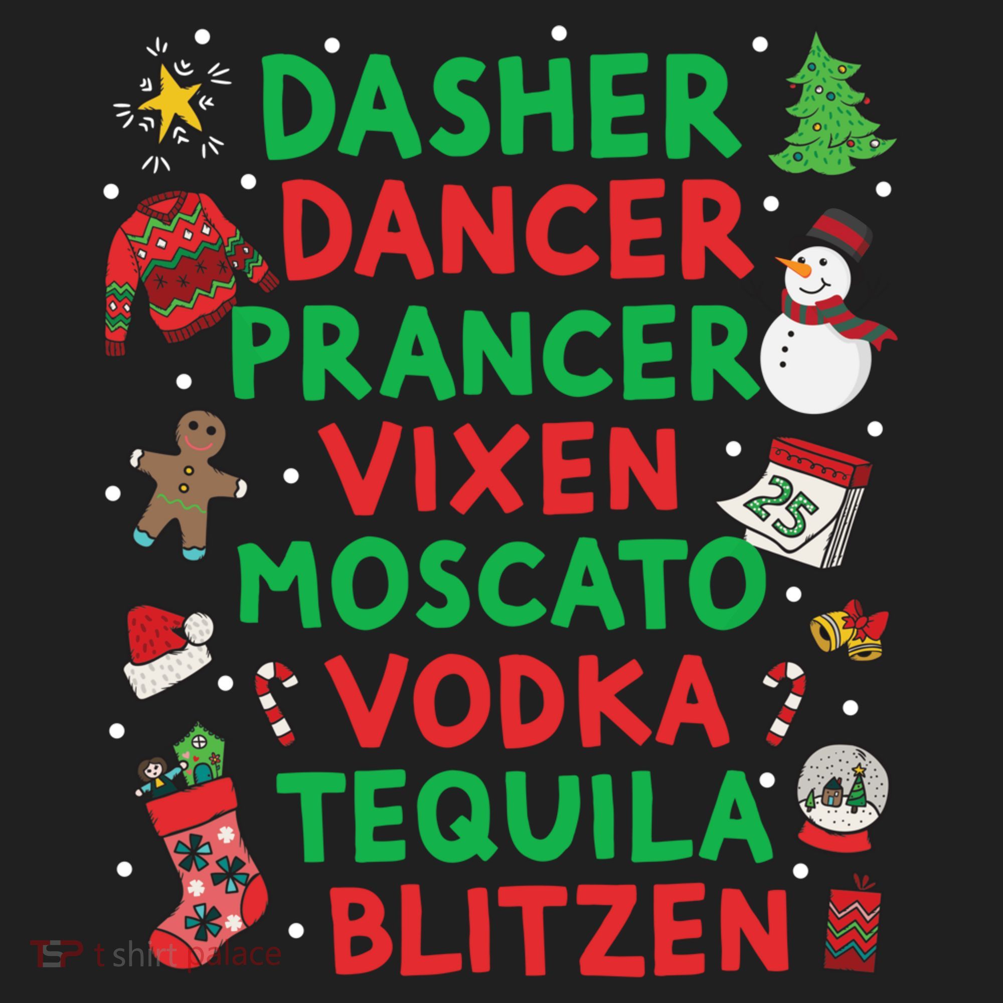 Dasher Dancer Prancer Vixen Moscato Vodka Tequila Blitzen Golf Towel